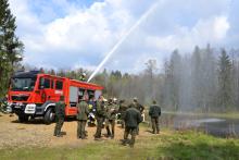 Ćwiczenia Odwodowej Kompanii Pożarniczej Nr 15  powiatu zawierciańskiego w leśnictwie Poręba